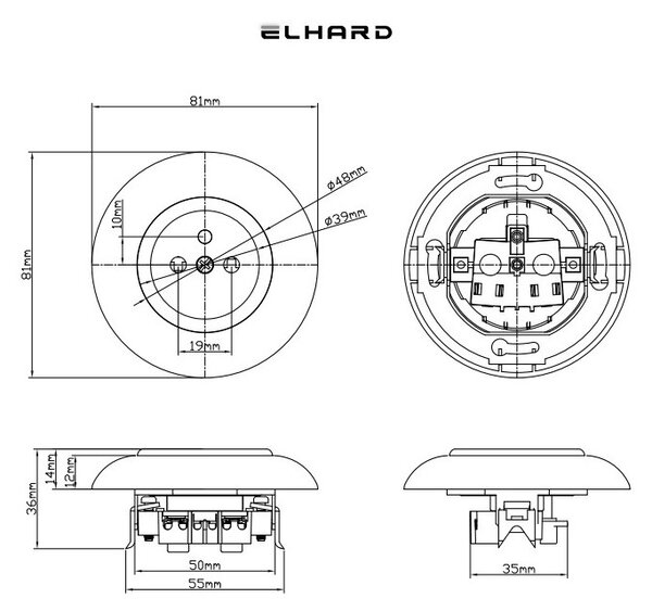 Elhard Zásuvka Retro Klasik, biela - kompletná KL6000W