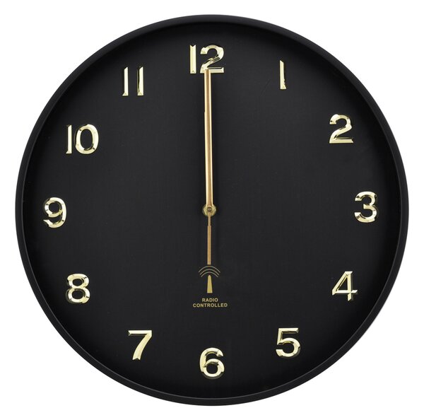 RÁDIOM RIADENÉ HODINY čierna 40 cm Ambia Home - Hodiny