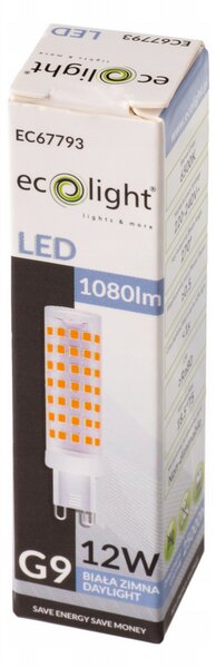 ECOLIGHT LED žiarovka G9 - 12W - 1080lm - 6500k - studená biela