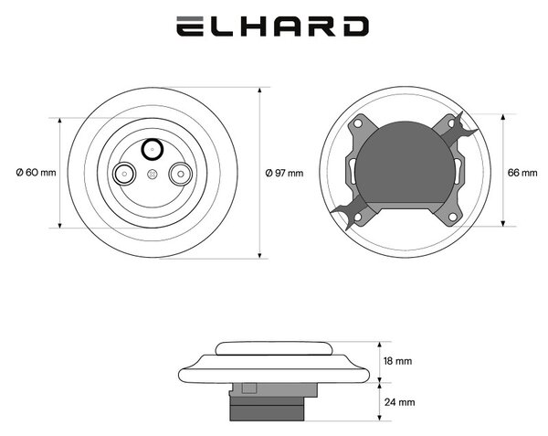 Elhard Okrúhla keramická zásuvka TV+R+SAT, čierna KV2012B