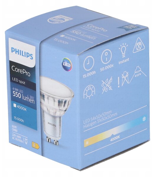 LED žiarovka Philips Corepro GU10 - 4,9 W - 550 Lm - neutrálna biela - Premium
