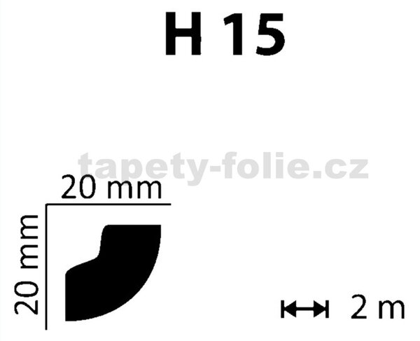 Nástenná dekoratívna lišta H15, rozmer 2000x20x20mm, IMPOL TRADE
