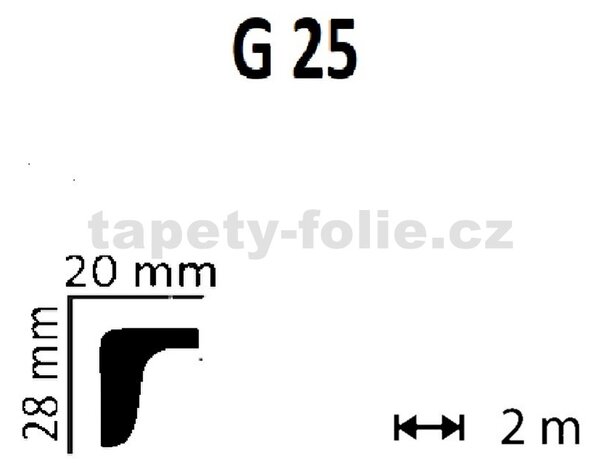 Nástenná dekoratívna lišta G25, rozmer 2000x28x20mm, IMPOL TRADE