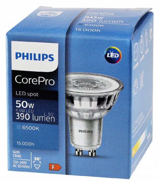 LED žiarovka Philips GU10 - 4,6 W - 390 Lm 36 ° - studená biela - CorePro Premium