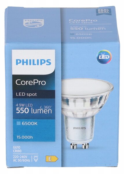 LED žiarovka Philips GU10 - 4,9 W - 550 Lm - studená biela - CorePro Premium