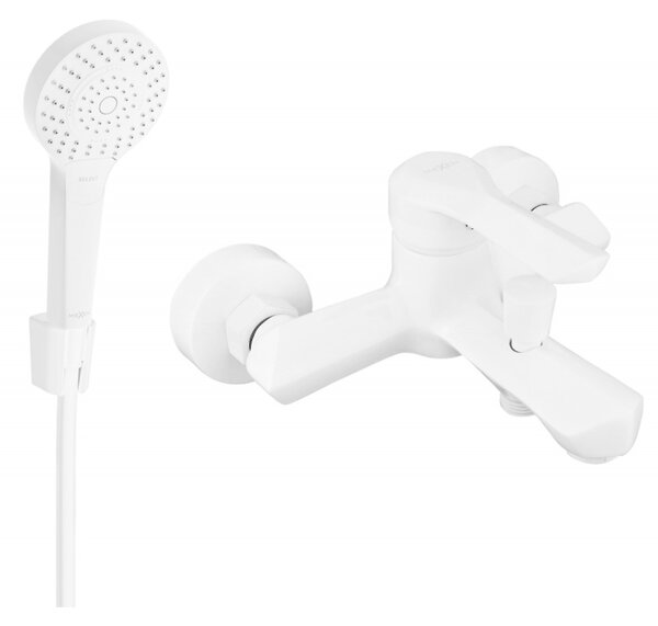 Mexen Sabre R05 vaňová batéria so sprchovacím setom, biela - 7213R05-20