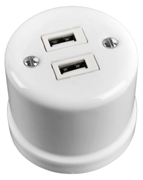 Elhard Nástenná keramická zásuvka 2x USB, biela KN2032W