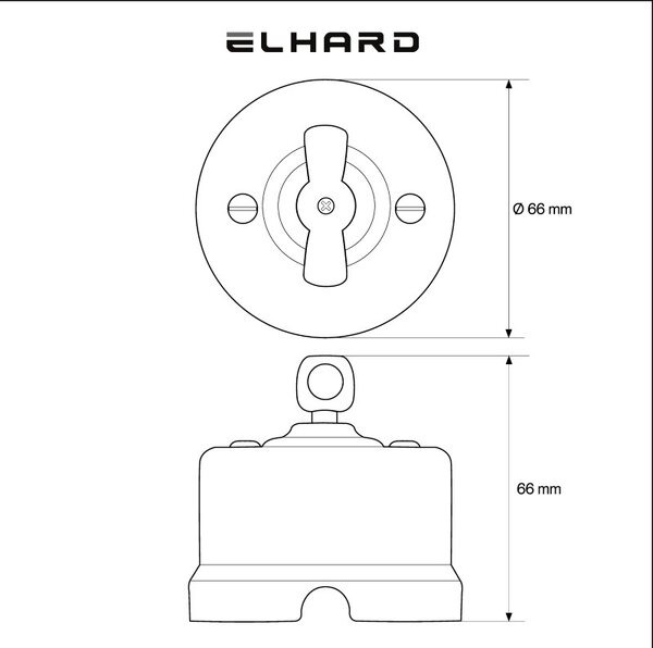 Elhard Nástenný keramický otočný vypínač č. 6/č. 1, biely KN1106W