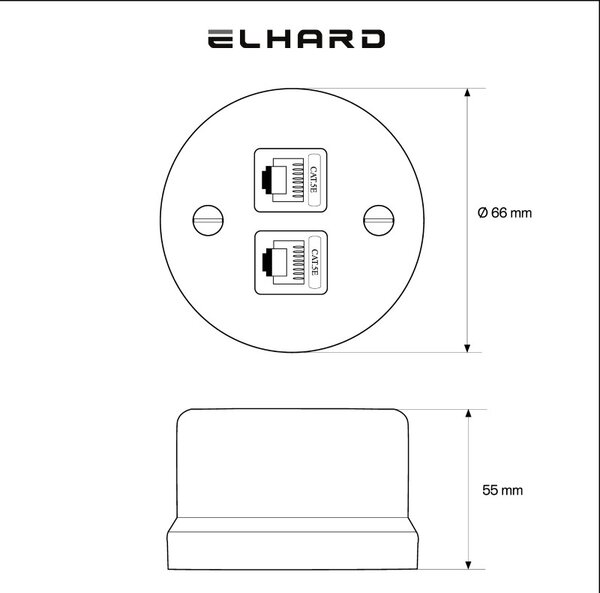 Elhard Nástenná keramická dátová zásuvka 2xRJ45, biela KN2022W