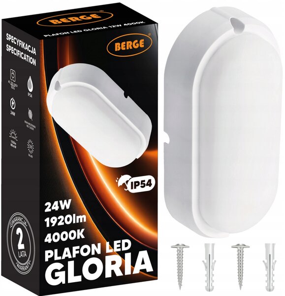 BERGE Prisadené stropné LED svietidlo 24W - neutrálna biela