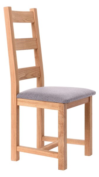 Dubová stolička Ladder Back sivá látka