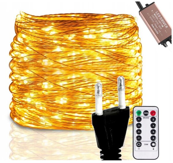 BERGE Svetelná reťaz záhradná girlanda 10m 100LED 230V + diaľkové ovládanie