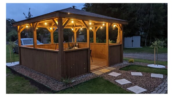 BERGE Záhradná girlanda 15m + 16x 1W LED žiarovka
