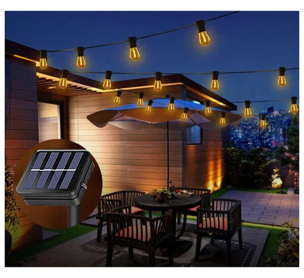 BERGE Záhradná solárna girlanda 20 LED 5 metrov Solárne žiarovky na balkón
