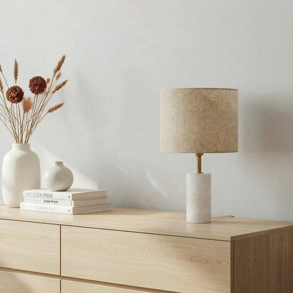 Stolové Lampa Lindby, Alabaster, Béžová, Obývacia izba, Tkanina / Textil, Škandinávsky
