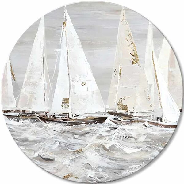 Okrúhly maľovaný obraz Ráno v oceáne | rôzne rozmery - 60 cm