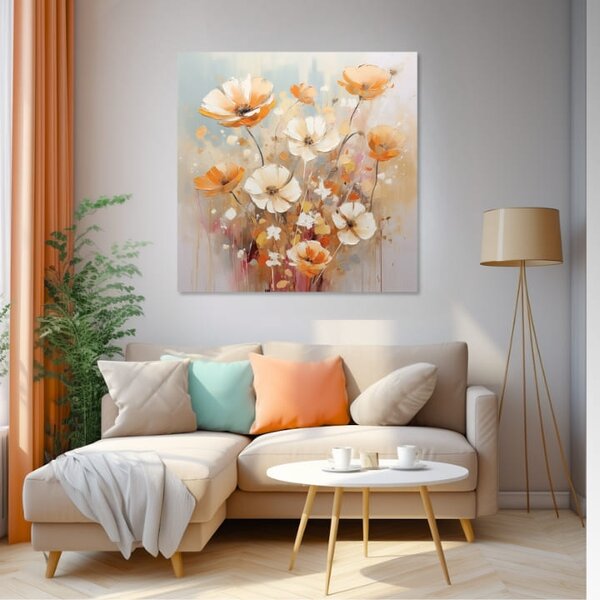 Peach Fuzz obrazy Jemný tanec kvetov | rôzne rozmery - 50x50 cm