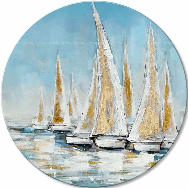 Okrúhly maľovaný obraz Zlaté pobrežie | rôzne rozmery - 60 cm