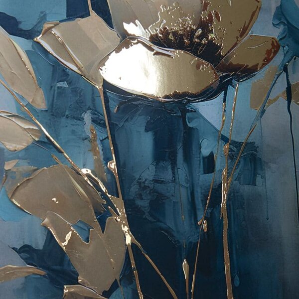 Plagát na stenu s EXTRA efektom - Teal Flowers - 40x60 cm