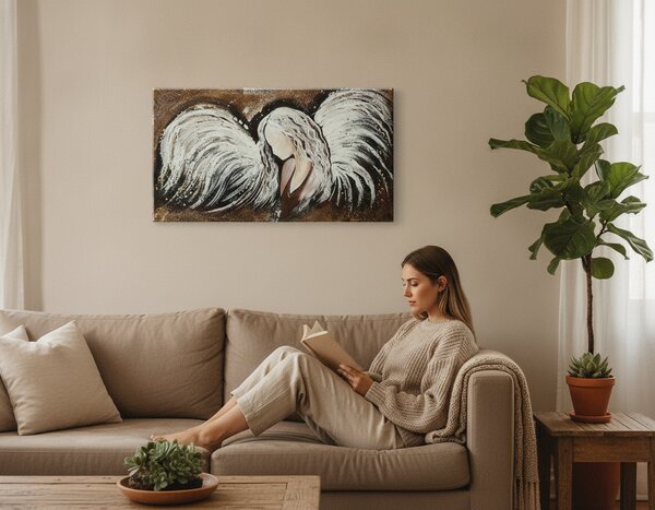 Maľovaný obraz na stenu ANJEL 120×60 cm - 120×60 cm / Premium 4 cm