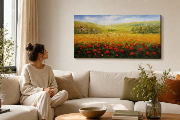 Maľovaný obraz na stenu na stenu KRAJINA - 120×60 cm / Premium 4 cm