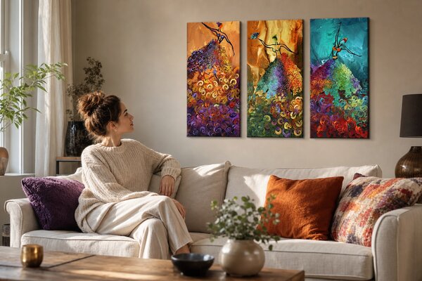 Maľovaný obraz na stenu TANEČNICE - 90x70 cm / Klasický 2 cm