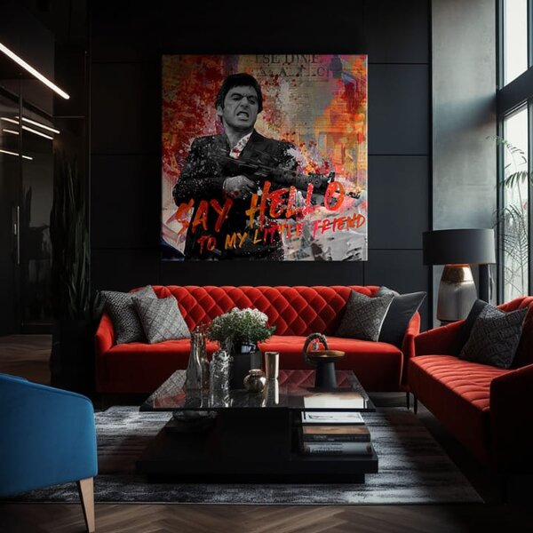 Scarface obraz na plátne Say hello to my little friend - 50x50 cm