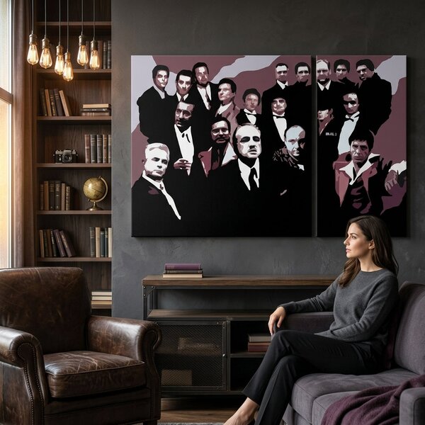 Ručne maľovaný POP Art obraz The MAFIA Family 90×60 cm - 90×60 cm / Klasický 2 cm