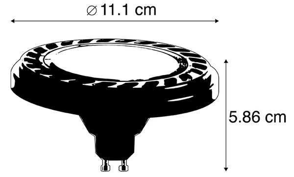 GU10 3-stupňovo stmievateľná LED žiarovka AR111 8W 700lm 2700K
