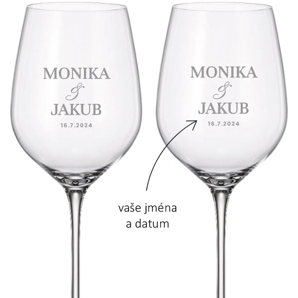 Dekorant Svadobné poháre na biele víno SIMPLE 480 ml 2KS