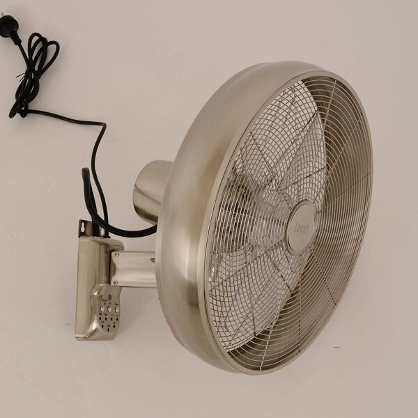 Beacon Lighting Nástenný ventilátor Breeze, chrómová farba/transparentný, Ø 41 cm, tichý, Chrómová / strieborná, Obývacia izba / jedáleň, Plast