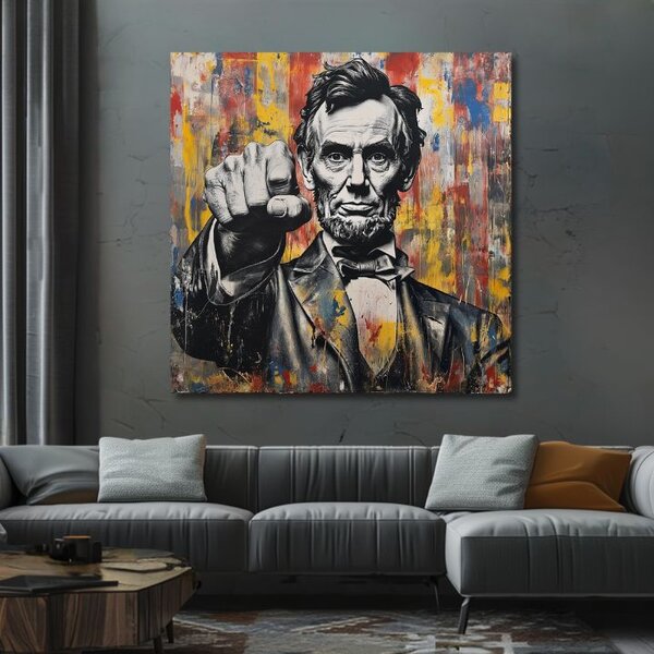 Obraz Abraham Lincoln - Sila histórie | dokončené rukou umelca - 60x60 cm