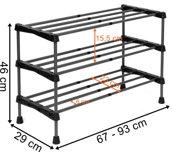 Botník ARISA 3 úrovne, čierny