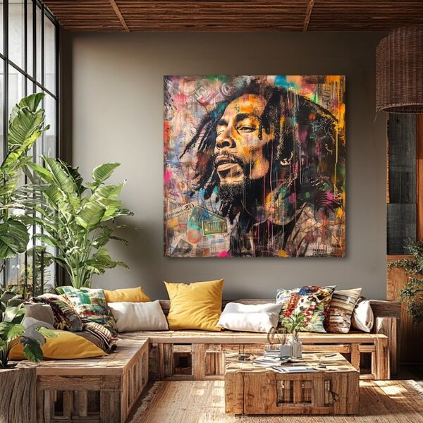 Obraz Bob Marley - Reggae umelec | dokončené rukou umelca - 60x60 cm