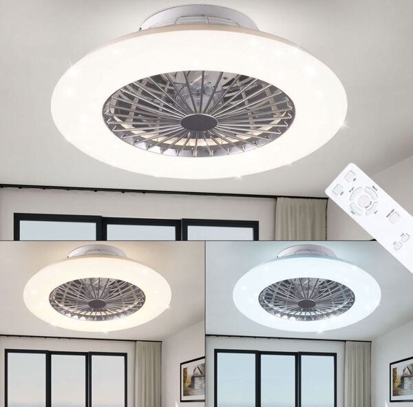 R62522187 TRIO RL STRALSUND stropné LED svietidlo s ventilátorom 30W 3000lm 3000-6500K IP20 biela s diaľkovým ovládaním