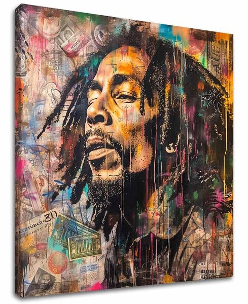 Obraz Bob Marley - Reggae umelec | dokončené rukou umelca - 60x60 cm