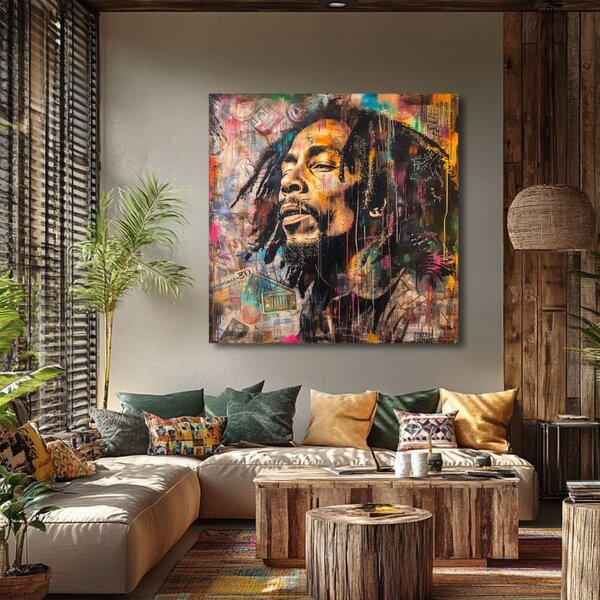 Obraz Bob Marley - Reggae umelec | dokončené rukou umelca - 60x60 cm