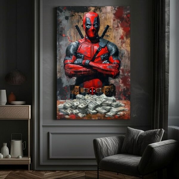 Obraz Deadpool: Peniaze a chaos | dokončené rukou umelca - 60x90 cm