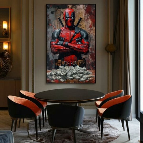 Obraz Deadpool: Peniaze a chaos | dokončené rukou umelca - 60x90 cm