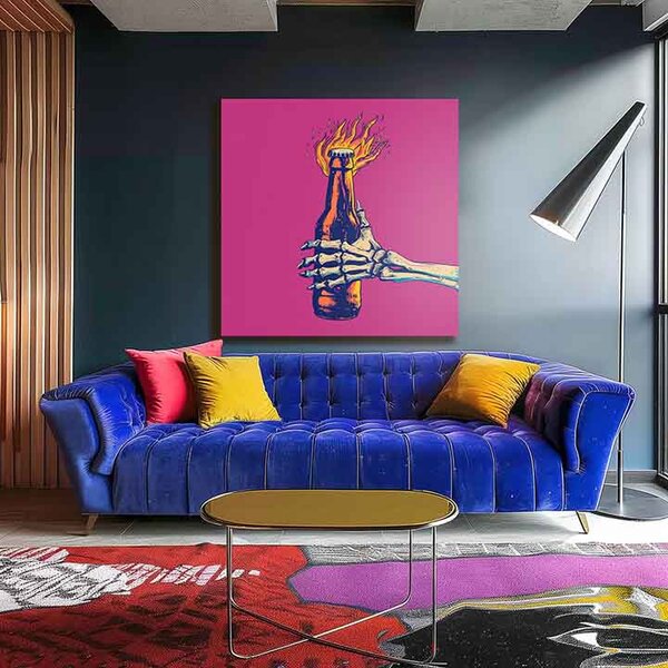 Obraz Burning Bottle | Talianske plátno - 70x70 cm
