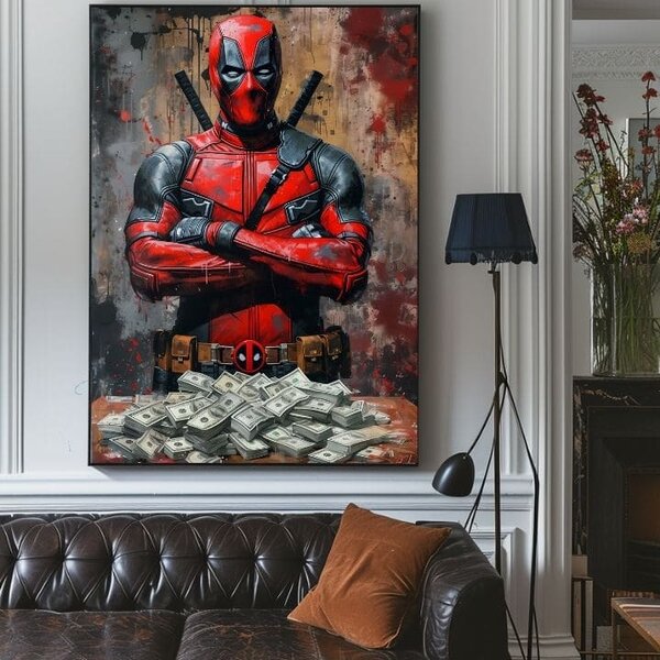 Obraz Deadpool: Peniaze a chaos | dokončené rukou umelca - 60x90 cm