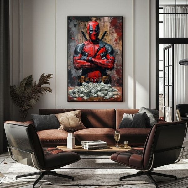 Obraz Deadpool: Peniaze a chaos | dokončené rukou umelca - 60x90 cm