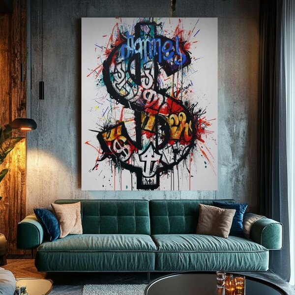 Obraz Dollar Graffiti | Talianske plátno - 40x50 cm