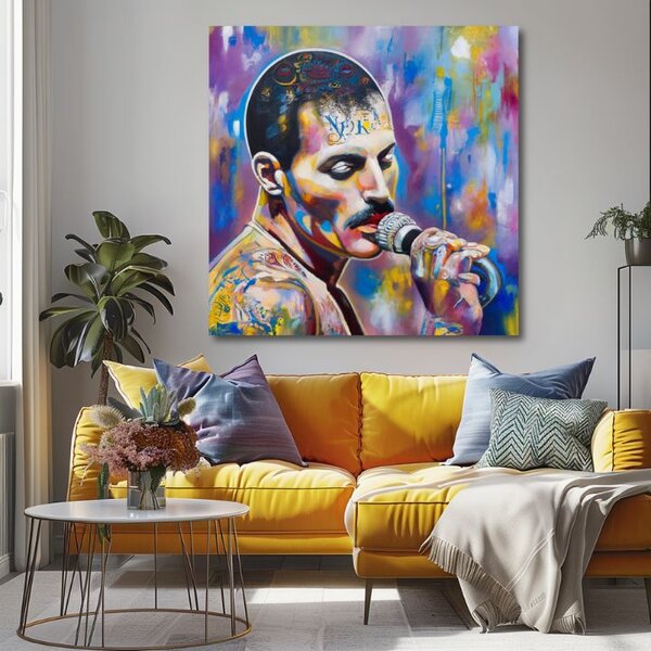 Obraz Freddie Mercury - Legenda pod reflektormi | dokončené rukou umelca - 60x60 cm