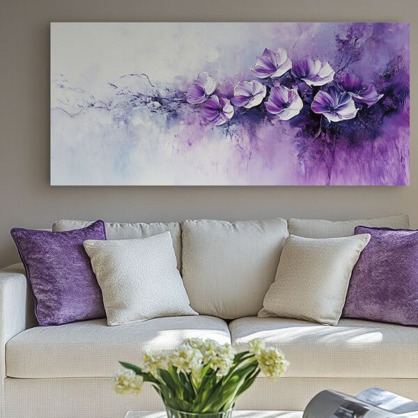 Obraz fialová poézia | dokončené rukou umelca - 40x80 cm