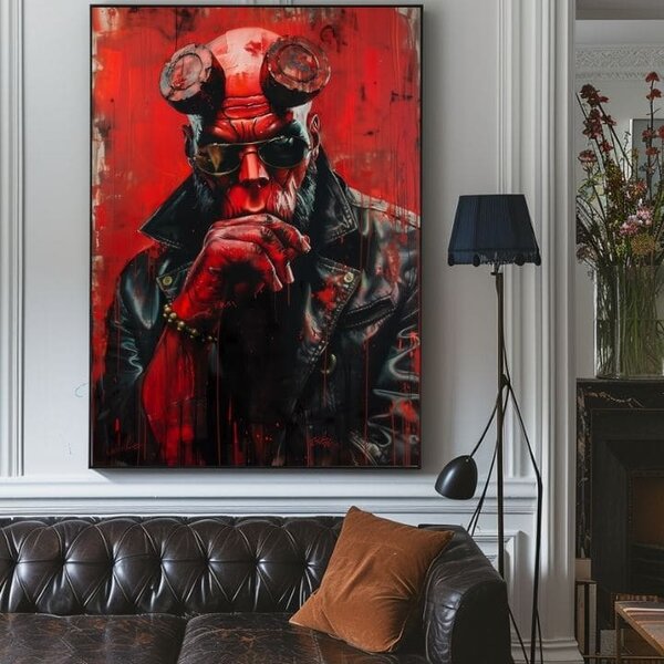 Obraz Hellboy: Pekelný bojovník | dokončené rukou umelca - 60x90 cm