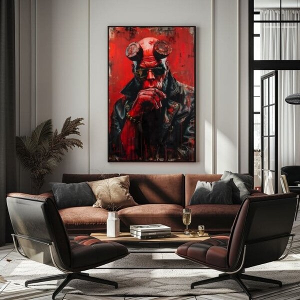 Obraz Hellboy: Pekelný bojovník | dokončené rukou umelca - 60x90 cm