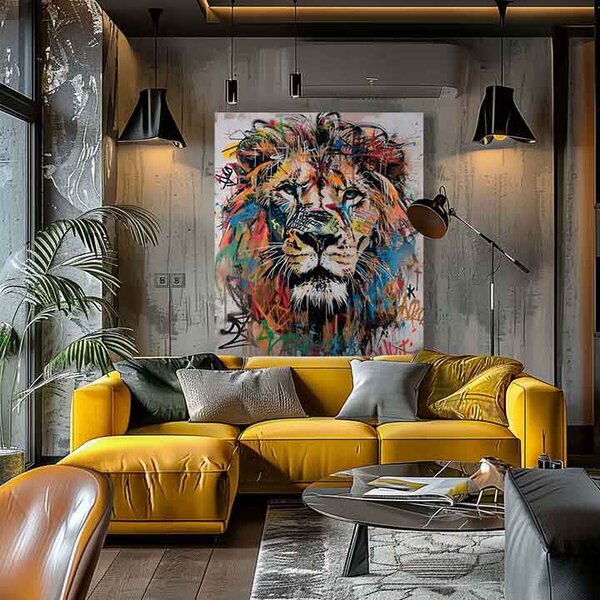 Obraz Graffiti Lion | Talianske plátno - 40x50 cm