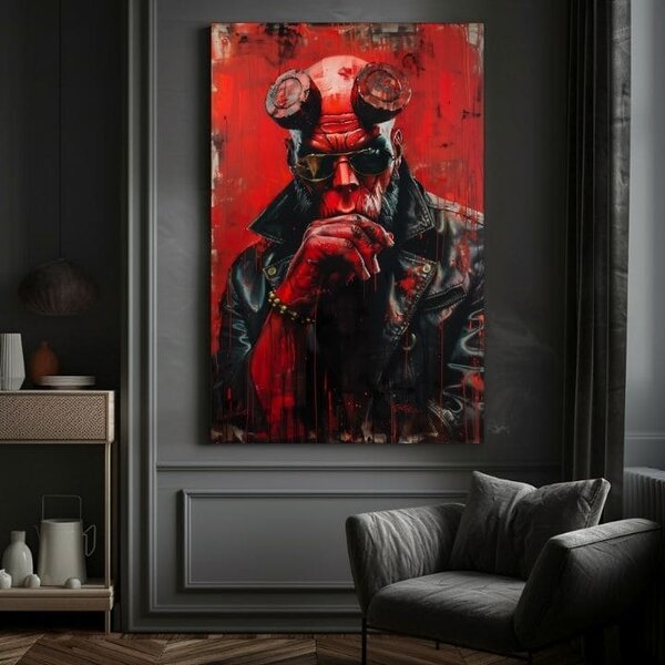 Obraz Hellboy: Pekelný bojovník | dokončené rukou umelca - 60x90 cm
