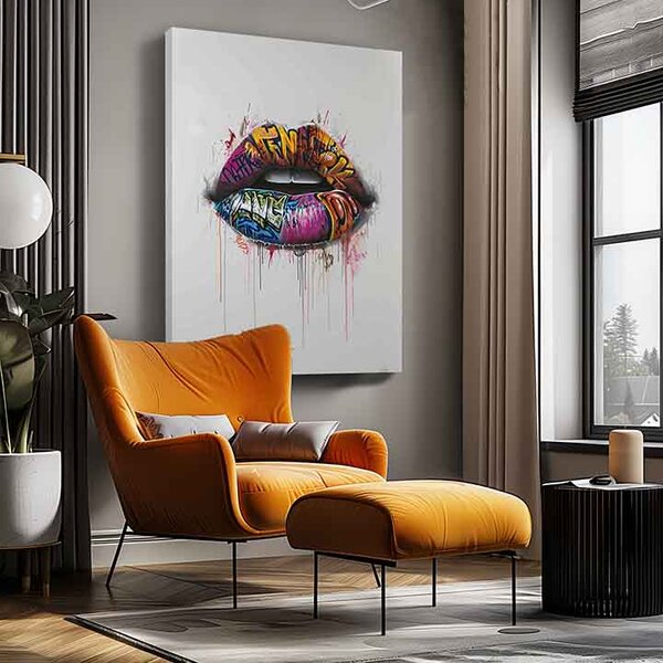 Obraz Graffiti Lips | Talianske plátno - 40x50 cm